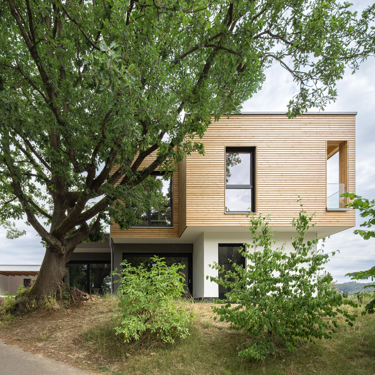 Hausanbau aus Holz mit Holzfassade