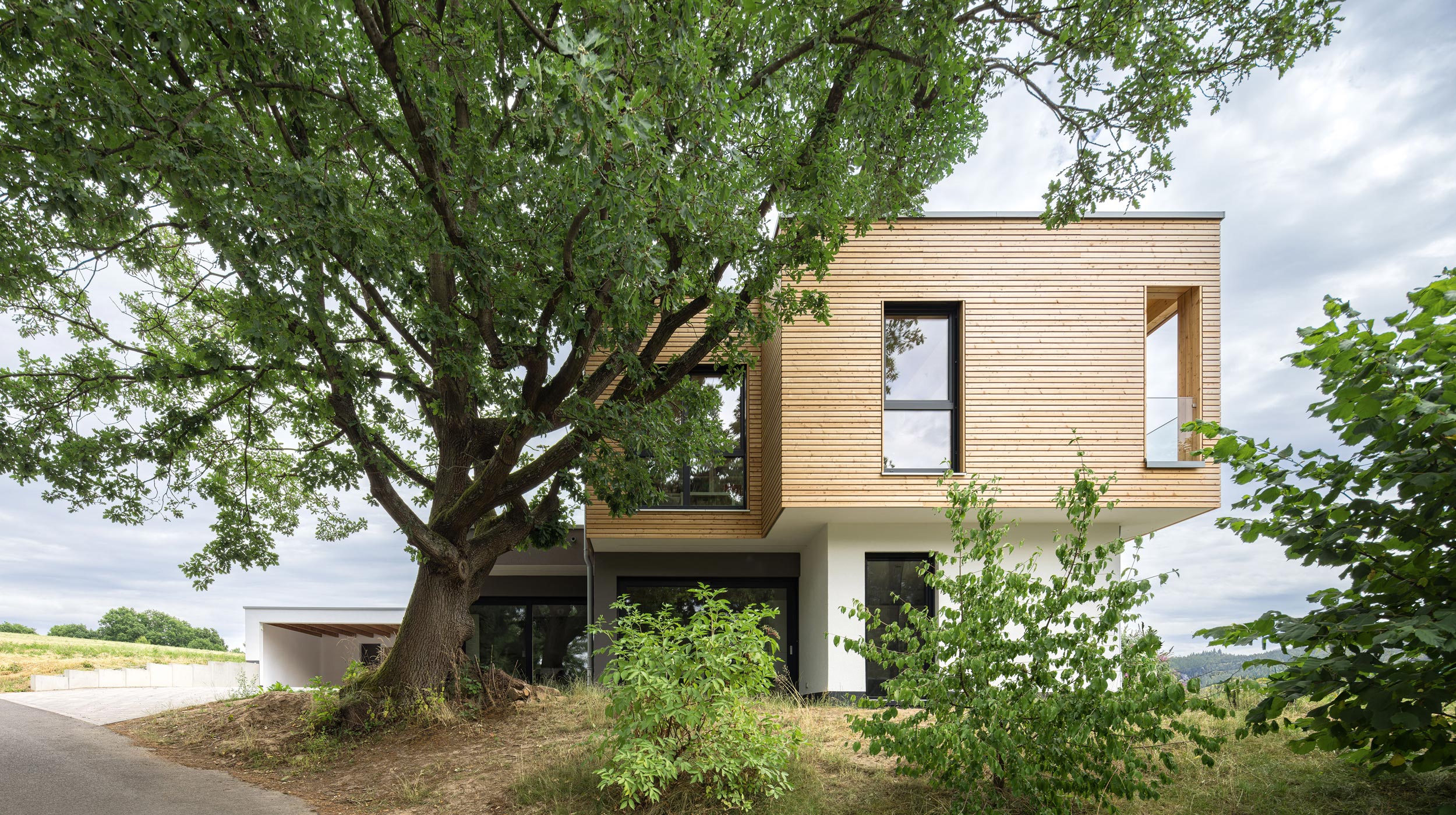 Hausanbau aus Holz mit Holzfassade